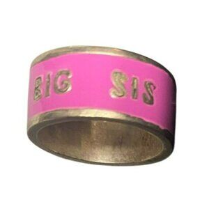 Big Sis Engraved Pink and Silver Tone Band Ring Size 6